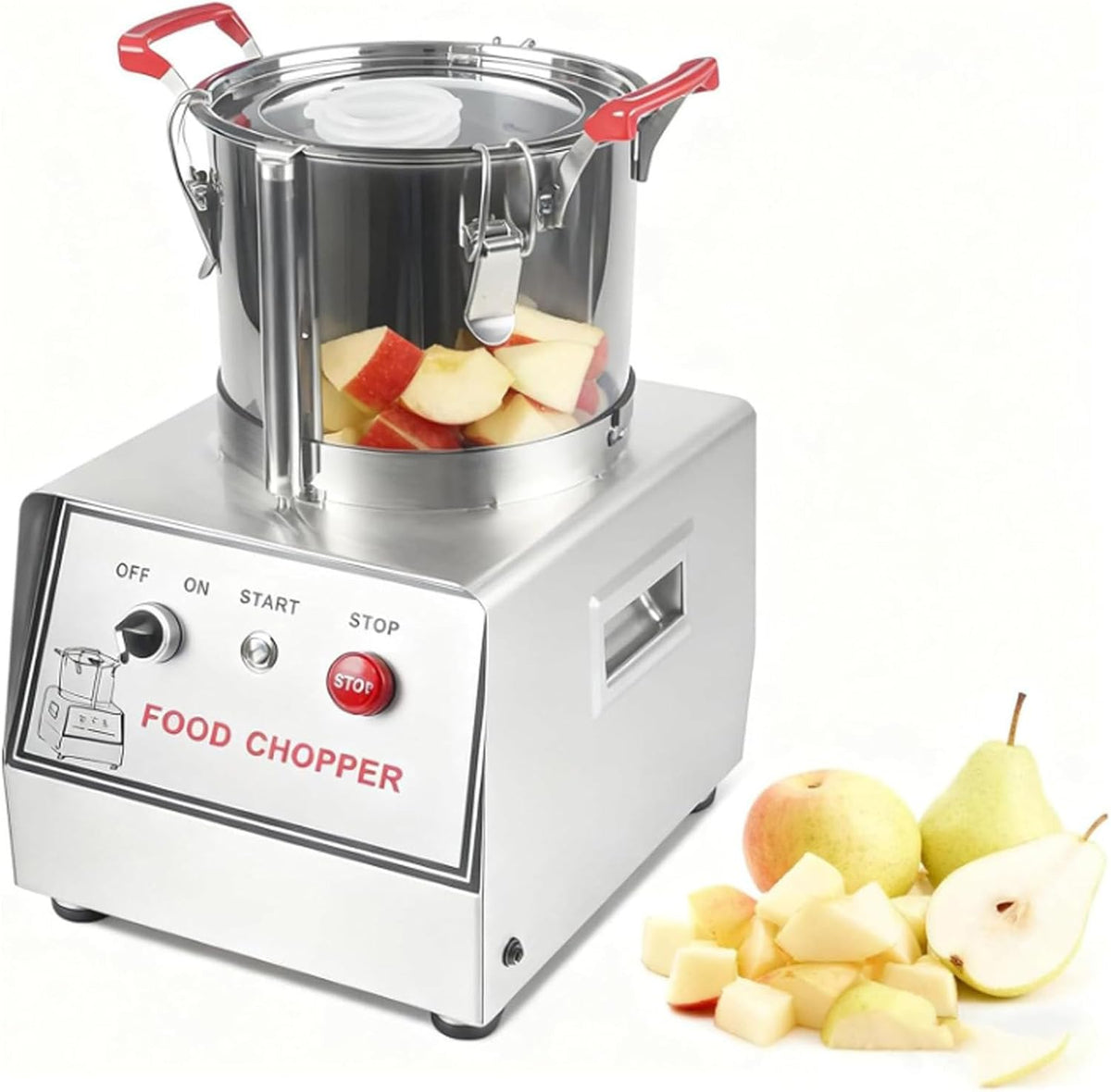 Oiyekntd Gemüsehobel, 15 L, Silber, Gewerblicher Fleischwolf, elektrische Küchenmaschine, Edelstahl, 1400 U/min Motor