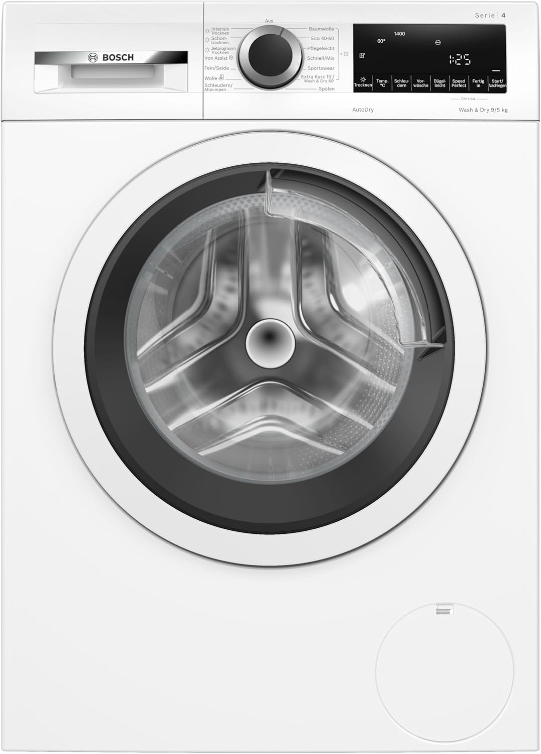 Bosch Waschtrockner, 9 kg, 5 kg, Weiss, WNA13441 Serie 4, Waschen & Trocknen, 1400 UpM, clevere Dampfbehandlung