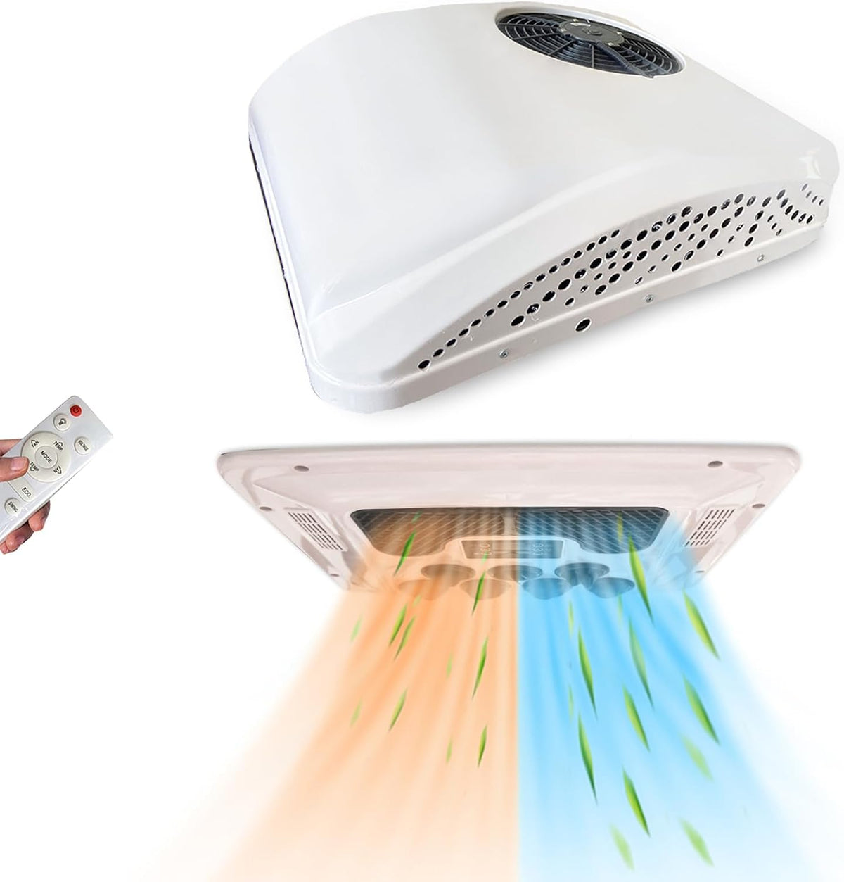Bailigo Mobiles Klimagerät, 12 V, Weiss, RV Klimaanlage Heizung Combo Universal Dach AC Einheit 12, 9500BTU Leise Camper A/C Einheit