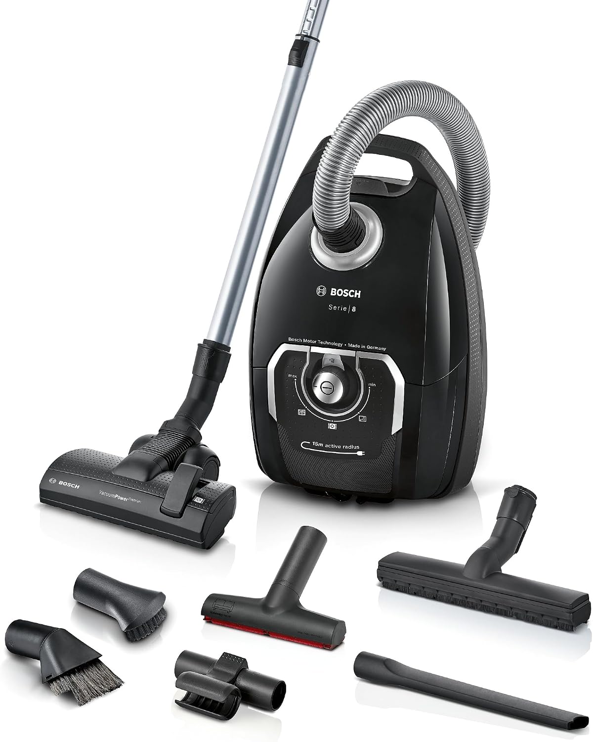 Bosch Staubsauger, 650 W, Schwarz, mit Beutel Serie 8 BGL8XALL, Testsieger, Hygiene-Filter, 10 Jahre Motorgarantie