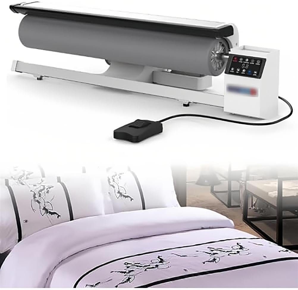 Kommerzielle Bügelpressen, Schwarz, Rollbügelmaschine mit Dauerdampf und Fusspedal