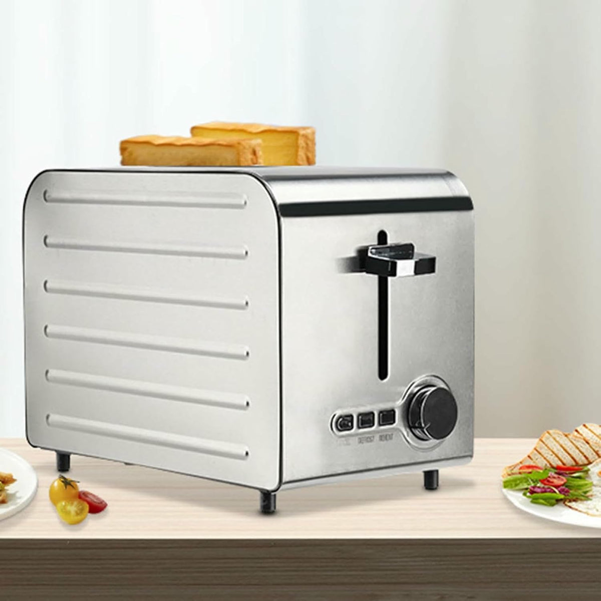 LYJYUJIE Toaster, Silber, Vollautomatischer 2/4/6-Scheiben-, Kommerzieller Edelstahl-, Mit Unabhängigen Und Extra Breiten Schlitzen