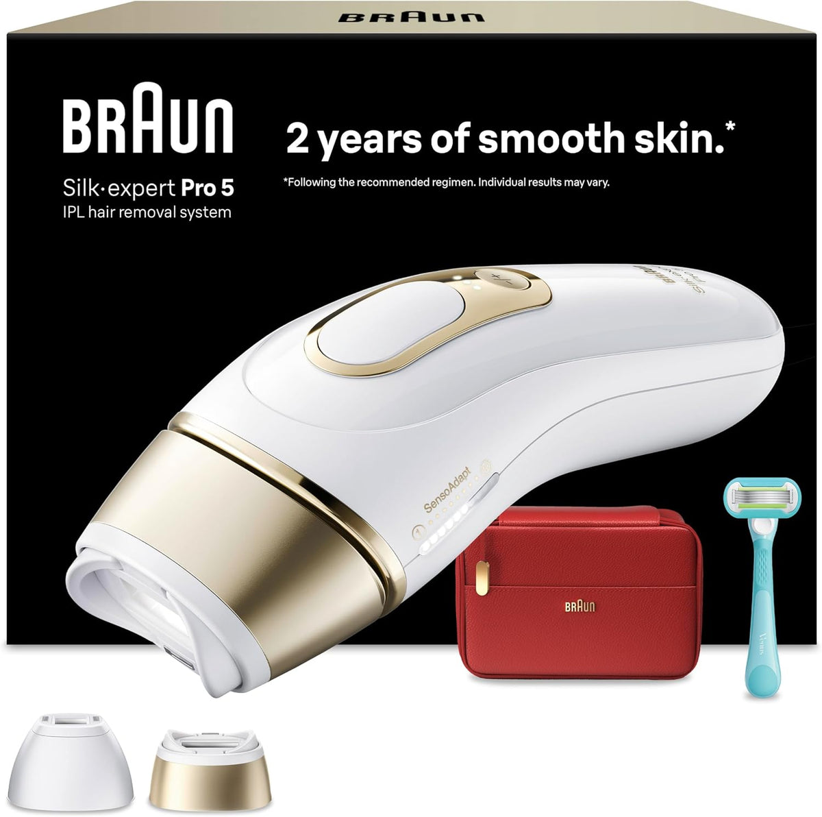 Braun Laser-Systeme, Braun/Weiss/Gold, IPL Geräte Haarentfernung Silk·expert Pro 5, PL5221, Alternative Laser Haarentfernung für Zuhause