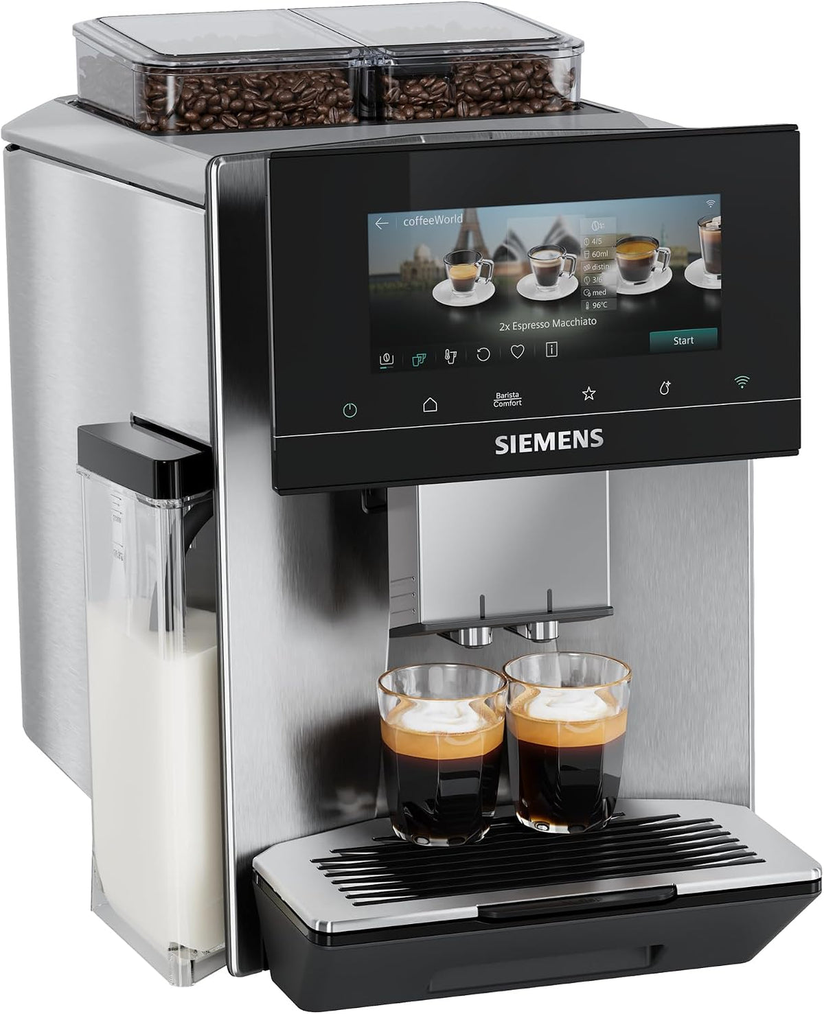 Siemens Kaffeevollautomat, Silber, EQ900 iAroma, personalisierbare Einstellungen, präzises Mahlwerk, grosses, intuitives Full-Touch-Display