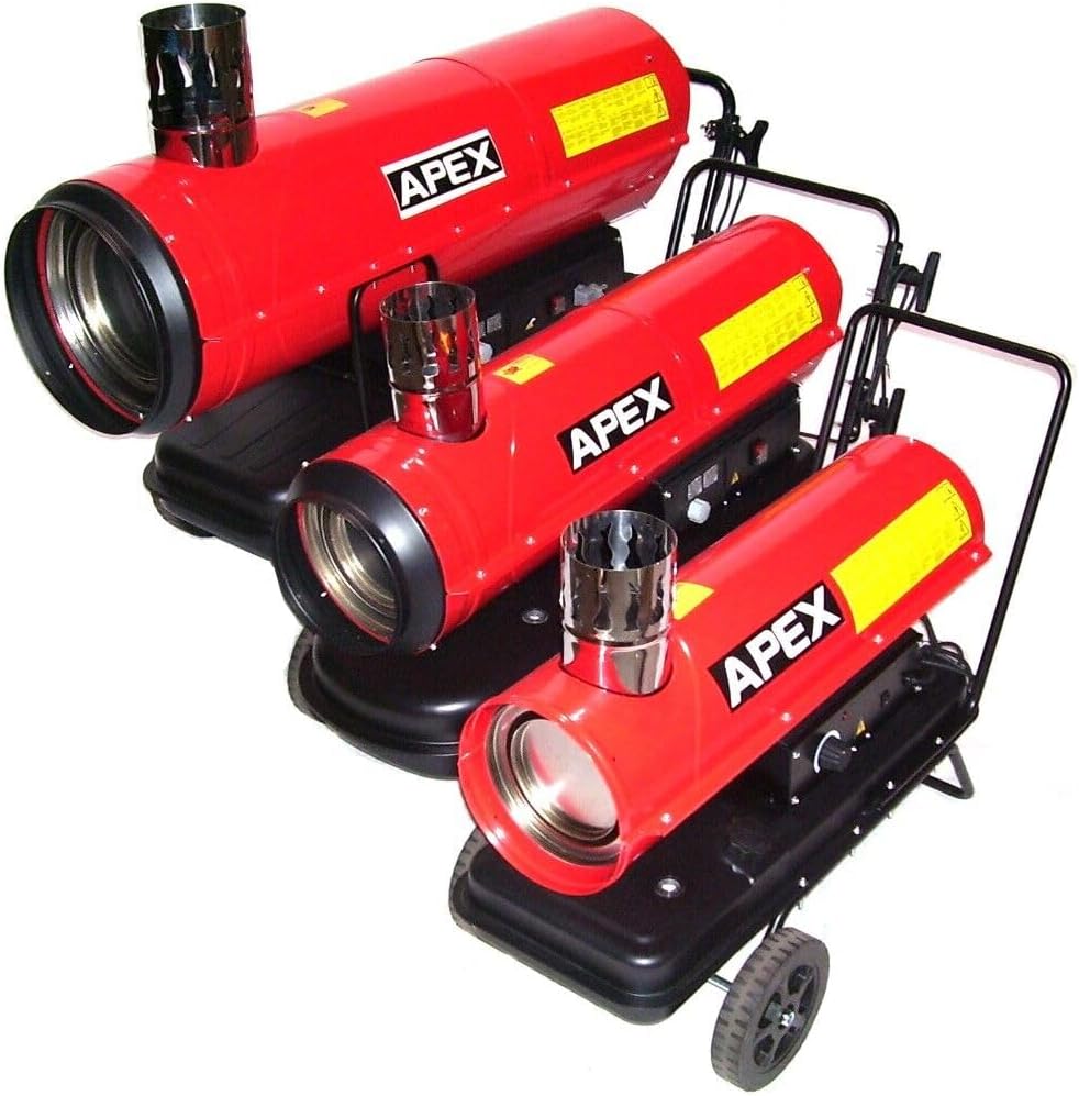 Apex Heizstrahler, 30KW, 10m, Schwarz, Indirekte Heizkanone Ölheizgebläse Heizgerät Bauheizer