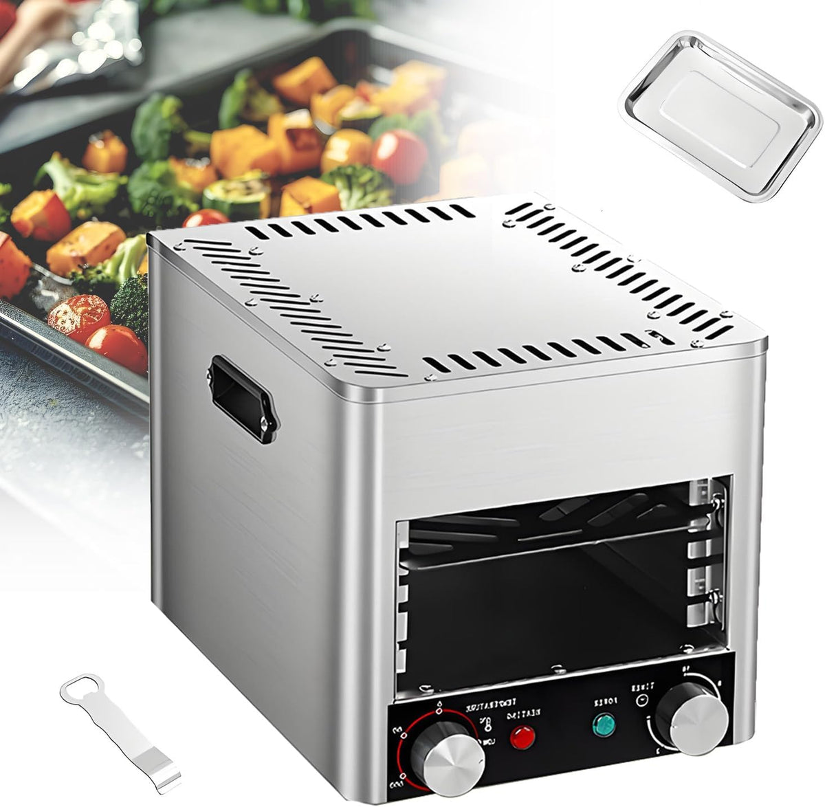 QuinteZhenTially Elektrogrill, 33,3 x 25,8 x 26,8 cm / 51,2 x 25,8 x 26,8 cm, 1700 W / 3400 W, Edelstahl, Gummi, PP, Silber