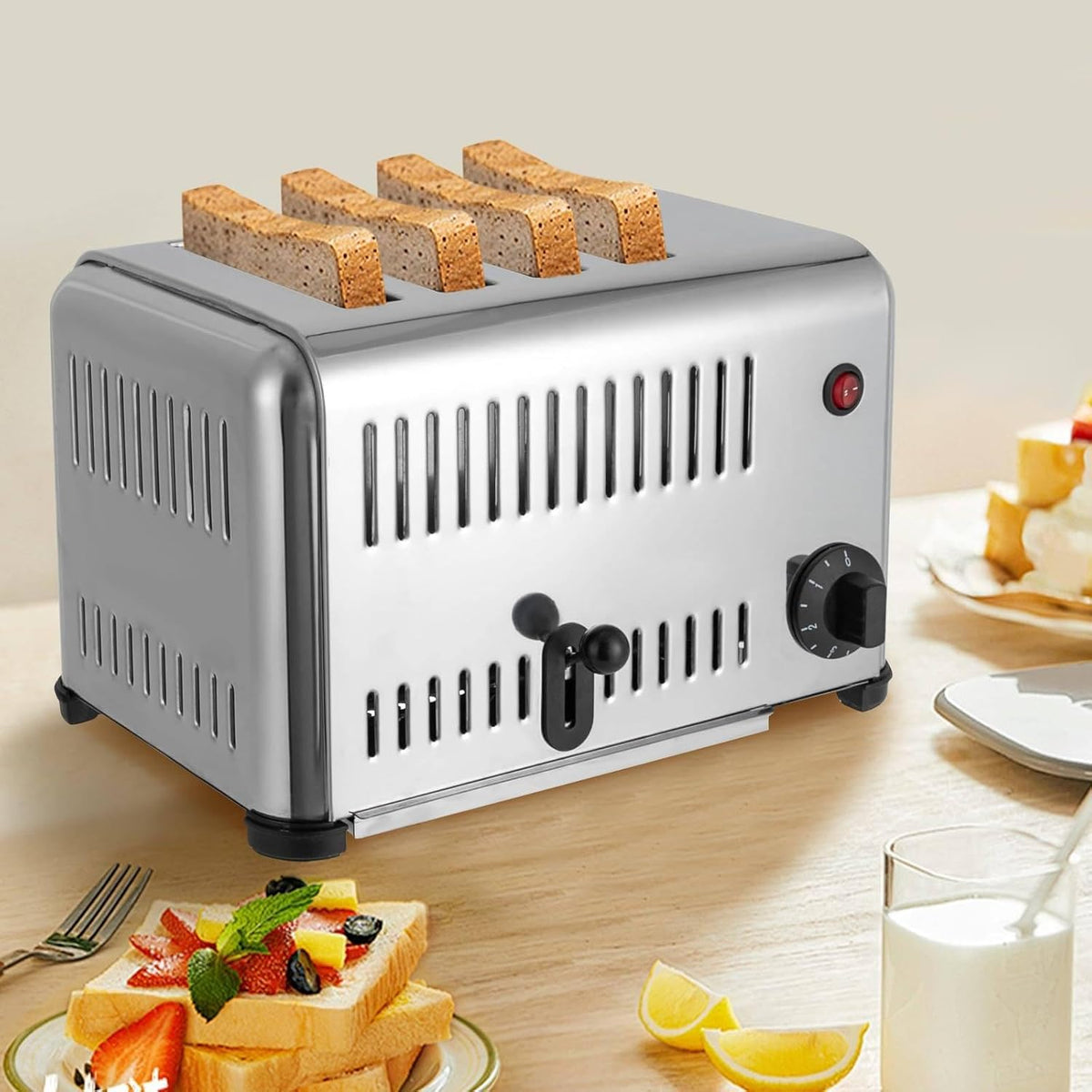 SXYKXYDL, 2200 W/3200 W, 2,8 cm, Edelstahl 201, Silber, Toaster für 4/6 Scheiben mit 5 Bräunungsstufen, herausnehmbarer Krümelschublade
