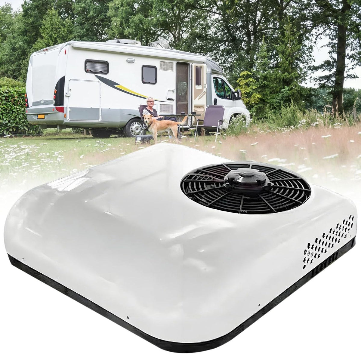 levigationlu Mobiles Klimagerät, 2200 W, 12 V, 24 V, 12 V, Weiss, Klimaanlage Wohnwagen, / Standklimaanlage, Wohnmobil-Klimaanlage