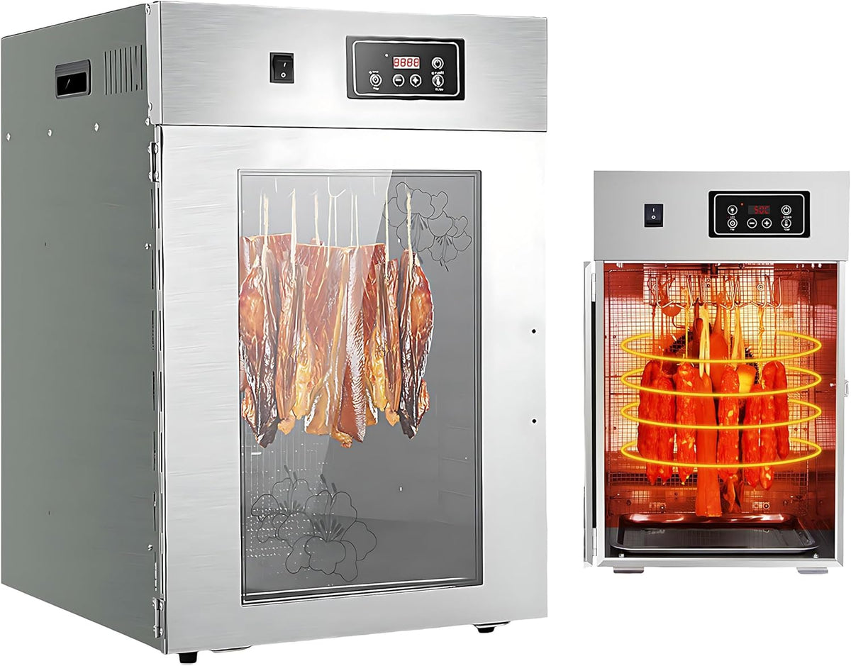 UPLTOE Dörrautomaten, 800 W, Silber, Professionelles Dörrgerät, Dörrgerät Und Trockenschrank Aus Edelstahl Für Biltong