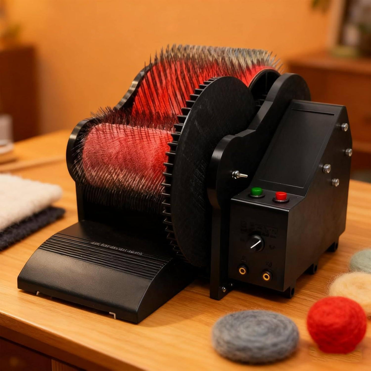 MANYOUYOU Spinnen, Schwarz, Elektrische Wollfilz-Trommelkardiermaschine, Elektrische Kardiermaschine, Entfernt Faserverunreinigungen