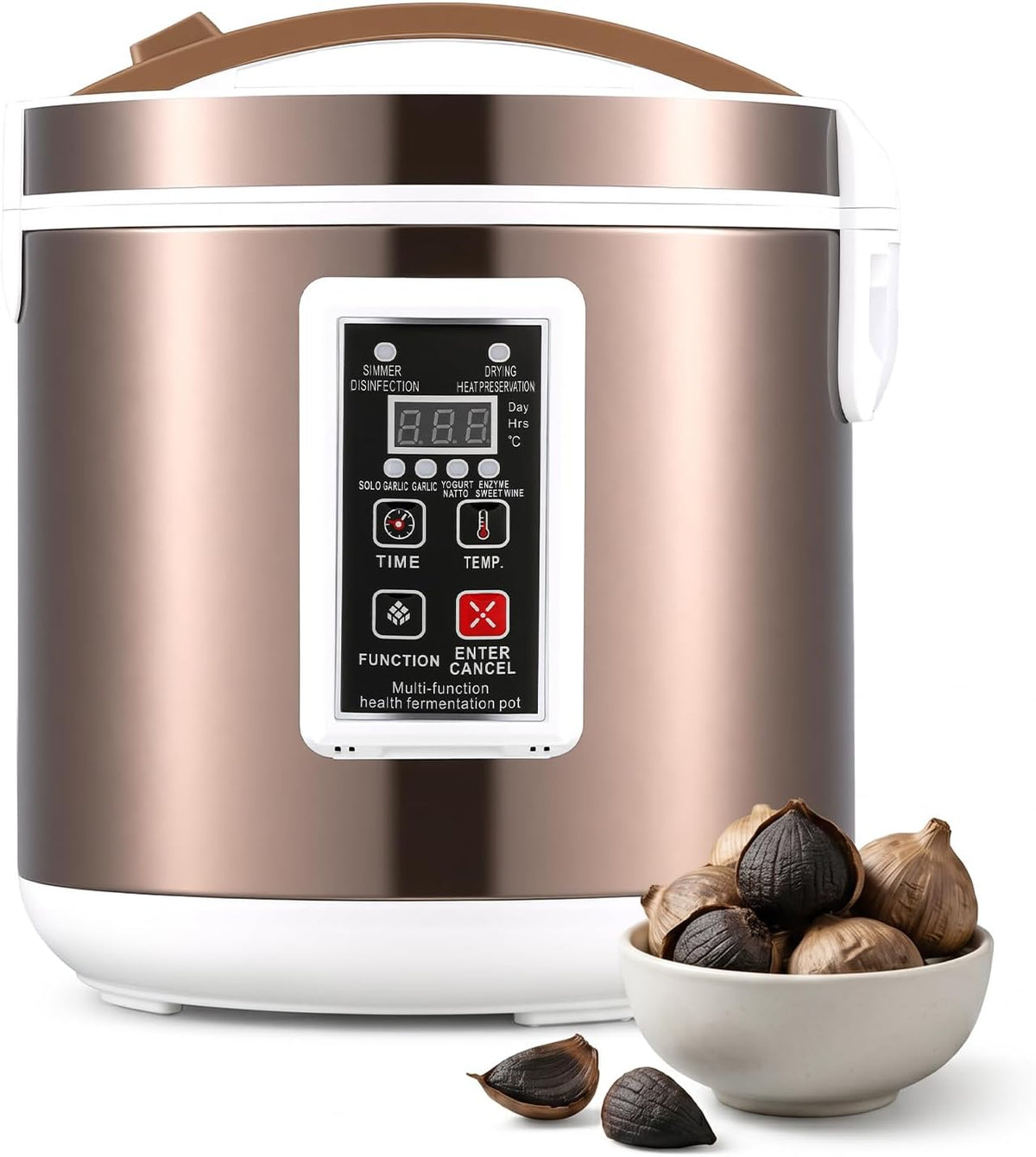 Moongiantgo Gärbehälter, 7,5 L, 220 V, Grau, Automatische Schwarzer Knoblauchfermenter