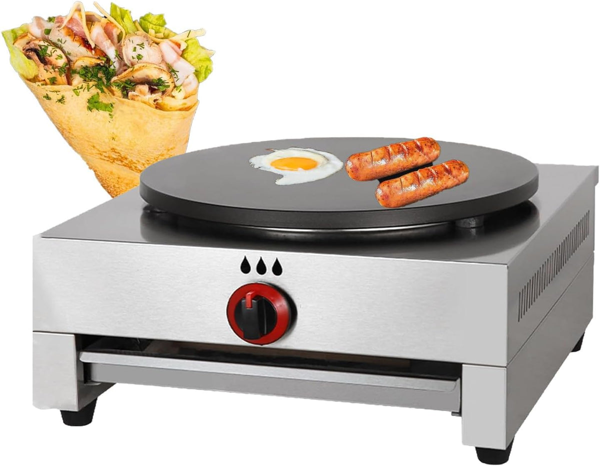 Kindevieft Crepesmaker, 15 Zoll, Gehäuse aus 430er Edelstahl und Schmiedeeisen, Schwarz
