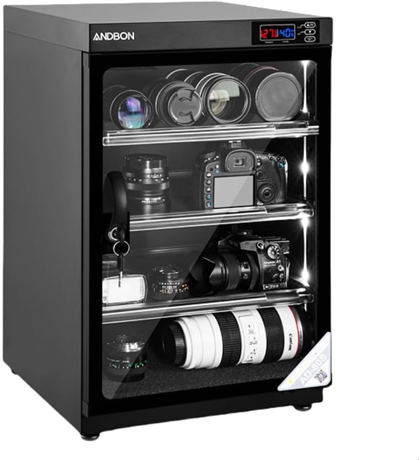 Elektronischer Luftentfeuchter, Weiss, Trockenschrank für Kamera und Objektiv, mit LED-Display, ultra-leise, energiesparende Aufbewahrung für Kameras