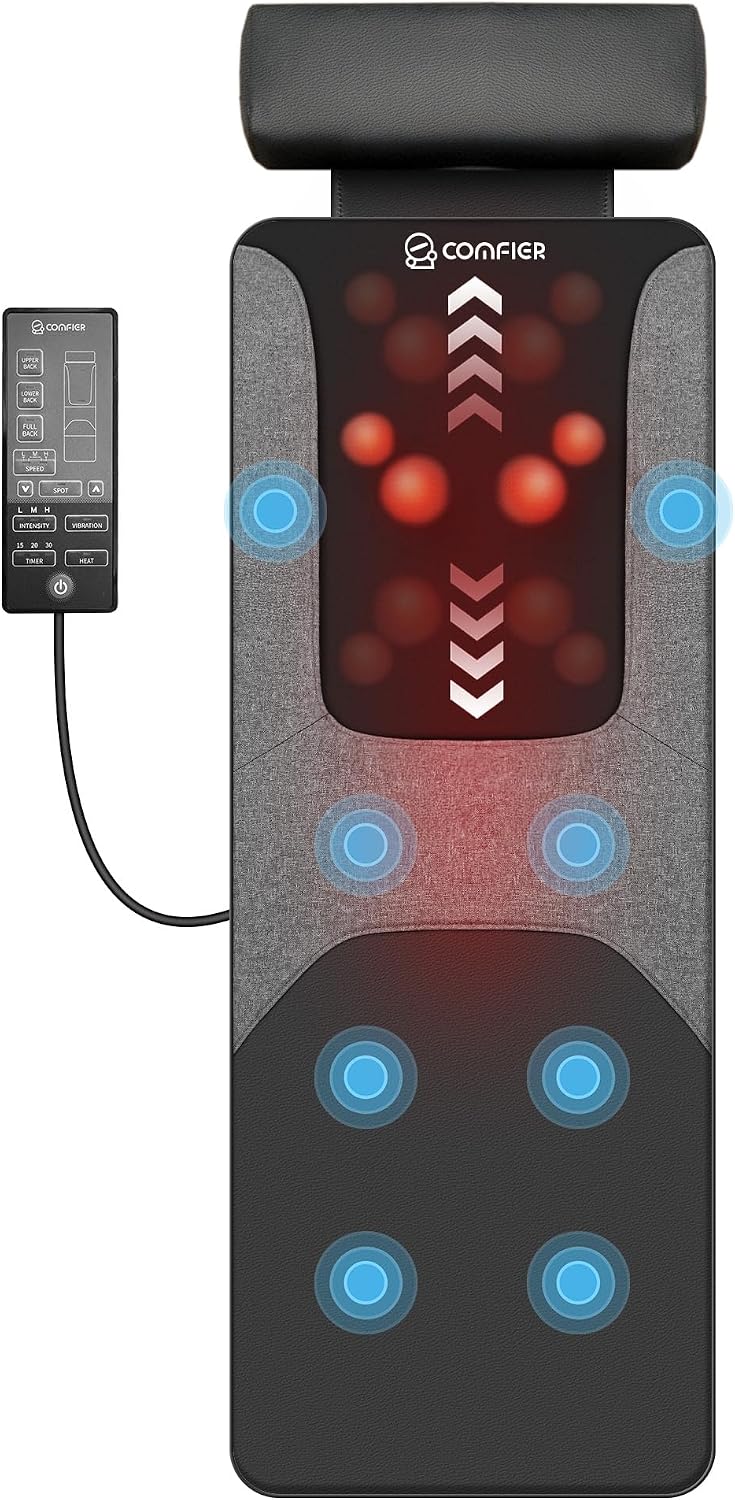 Sofa COMFIER, Schwarz, Ganzkörper-Massagematte mit Wärme, Shiatsu Massage und 8 Vibrationsmotoren, elektrische Massageauflage für Nacken und Rücken