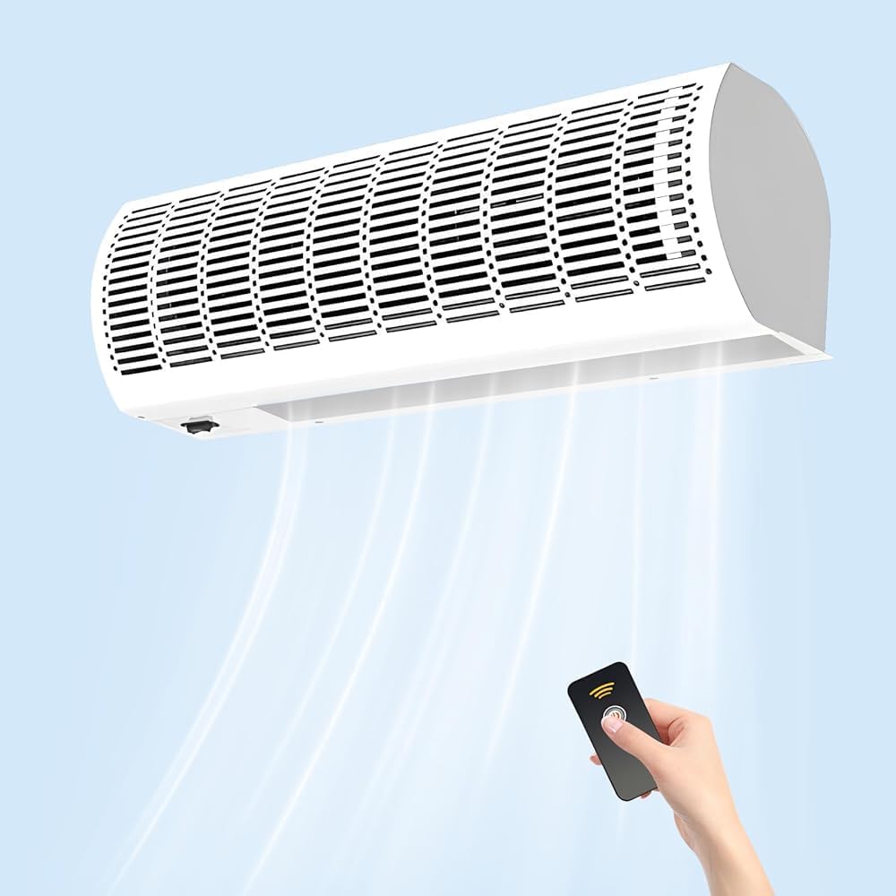 Luftschleier Wandventilatoren, Schwarz, zur Wandmontage, 2-stufige Gewerbeeinheit mit Fernbedienung, energieeffizientes Design für Supermärkte