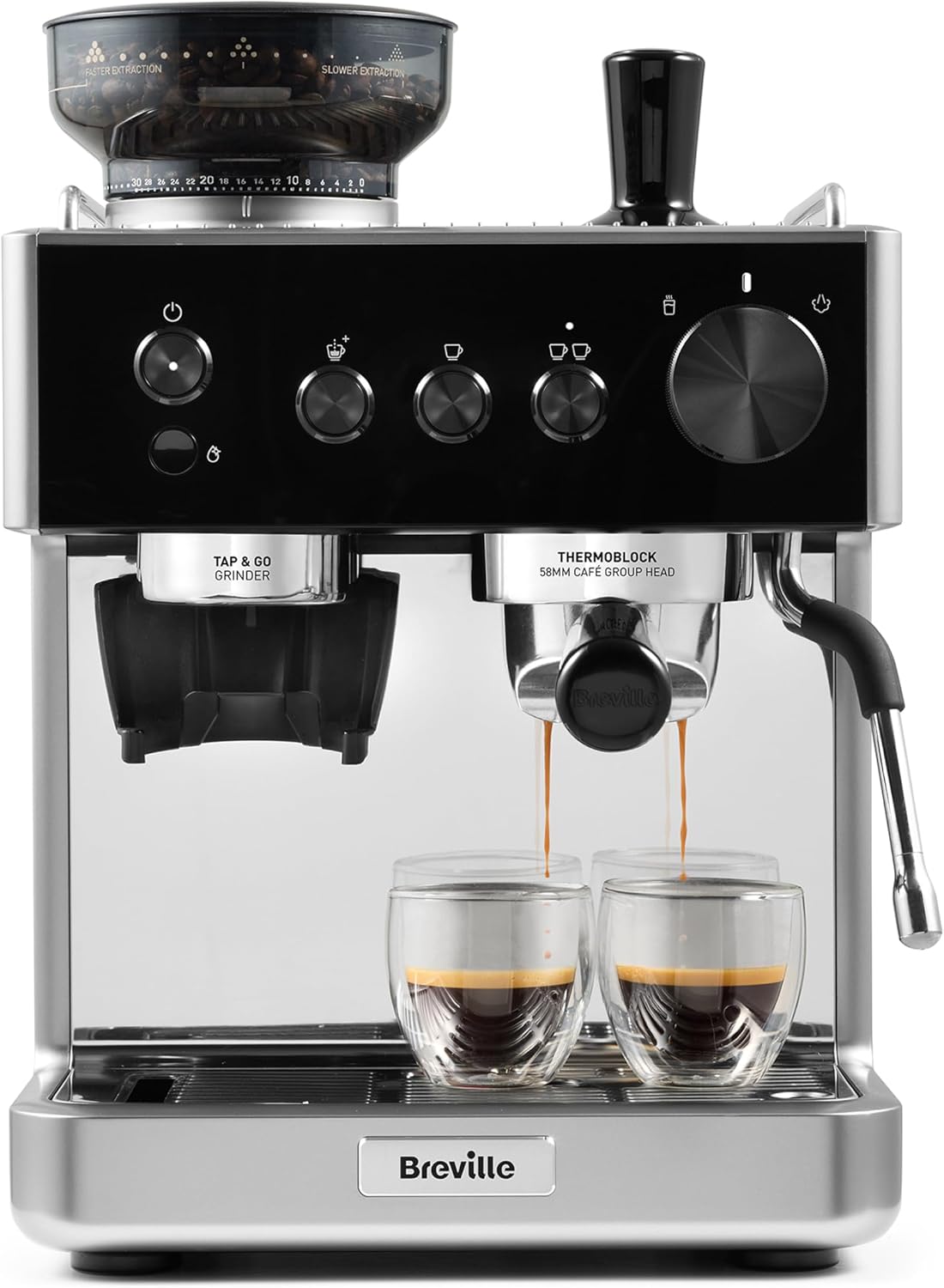 Breville Kaffeemaschine, Schwarz/Silber, Barista-Espressomaschine „Classic'