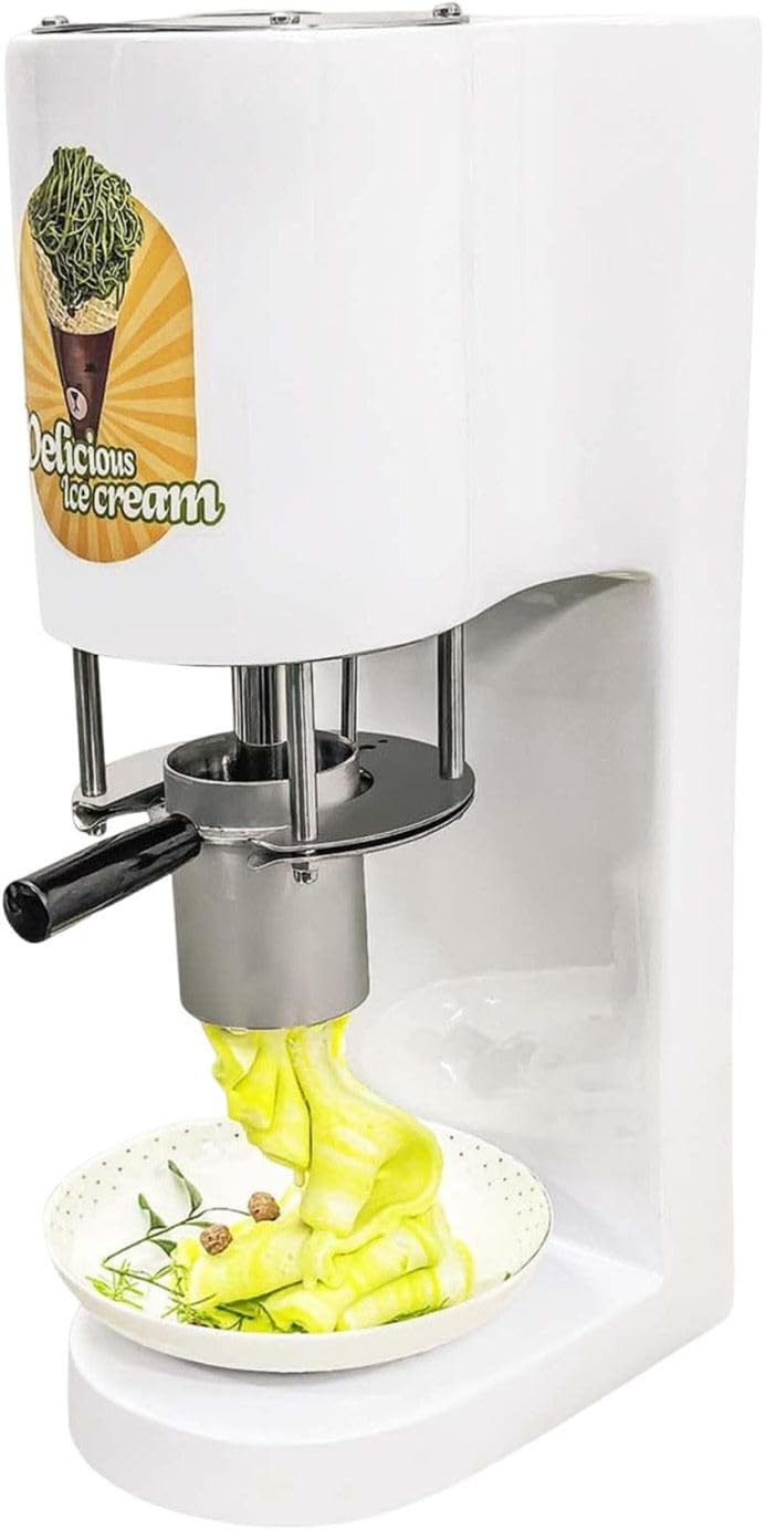 Lissontine Eismaschine, 28–40 l/h, 80w, Edelstahl + ABS-Kunststoff, Weiss, Gewerbliche Spaghetti, Für Dessertbar Mit 4 Formen