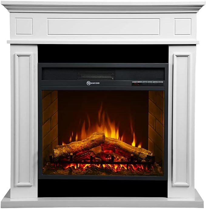 Divina Fire Elektrokamin, Weiss, JEFFERSON Bodenkamin Holz L 89, 5 x H90, 5 x T 28