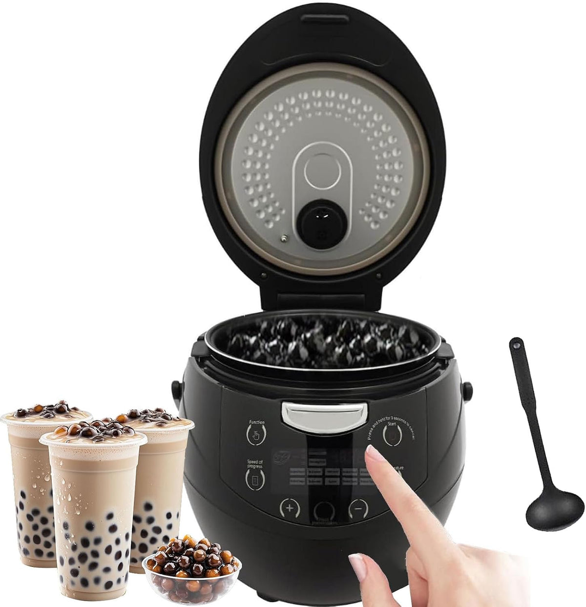 Pearl Multikocher, 8 L, Grau, Cooker, Vollautomatischer Antihaft-Kochbereiter mit Smart-Panel, auslaufsicheres Design