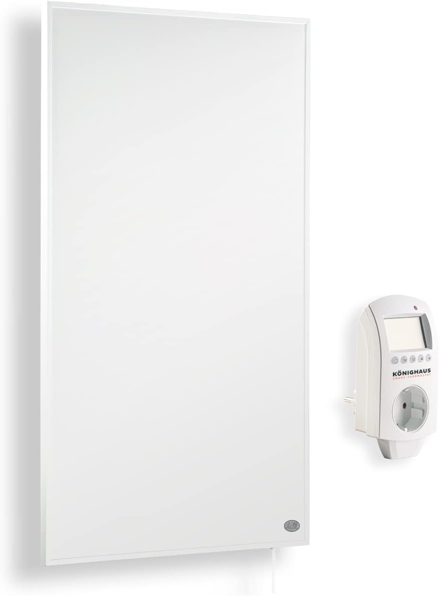 Könighaus Elektroheizkörper, Schwarz, Infrarotheizung 1200 Watt - Smart Thermostat