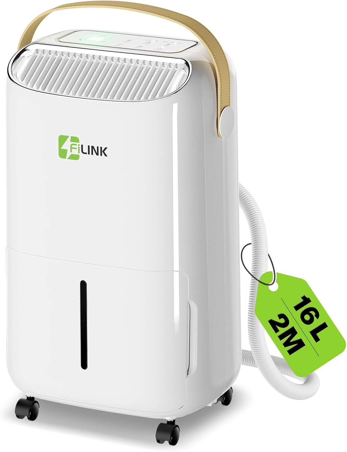 FILINK Luftentfeuchter, 110 m, 45 m, 16 L, Weiss, Raumentfeuchter Elektrisch /24h, LED Anzeige, Kindersicherung, Überlaufschutz