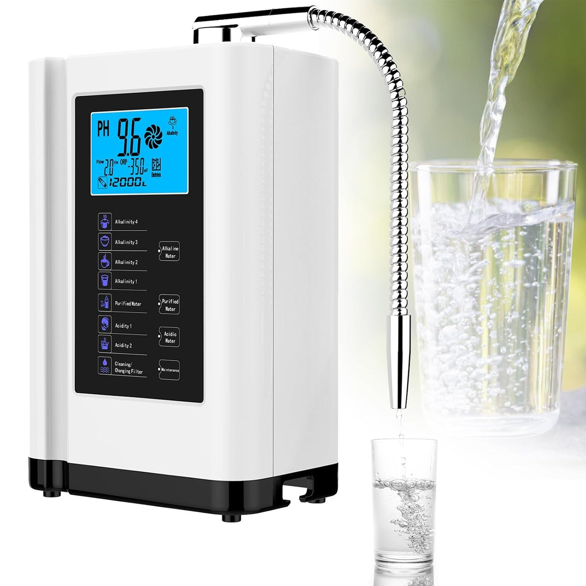 WBDBINGL Wasseraufbereiter, 8000 Liter, Weiss, Wasserionisierer und, Alkalischer Wasserionisierer, Redoxpotential Bis Zu +400~-500Mv