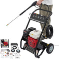 BTGSHYNM Hochdruckreiniger, Schwarz, 7 PS Benzin, 4-Takt Einzylinder Luftgekühlter Motor, 3400 U/min, 2200 PSI
