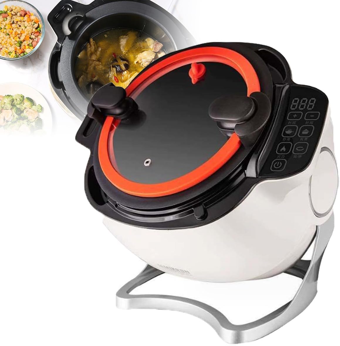 ZHPPED Multikocher, 370 * 310 * 365 mm, Grau, Automatische 6-Liter-Kochmaschine, Multifunktions-Bratmaschine, mit antihaftbeschichtetem Topf
