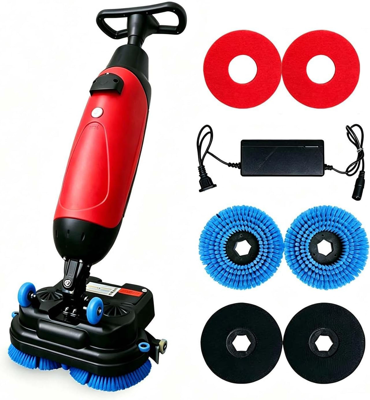 QFGain Kühlschrank, 18 Zoll, 1200 M, 46 cm, Rot, Gewerbliche Scheuersaugmaschine mit DoppelbüRste, Schnelltrocknung