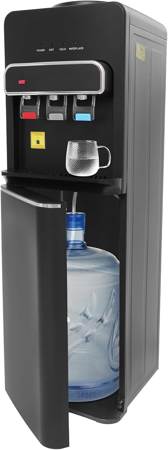 Jolre Kühler & Wasserspender, 500 W, Schwarz, Stand-Wasserspender, elektrischer Heisswasserspender mit Bodenbefüllung