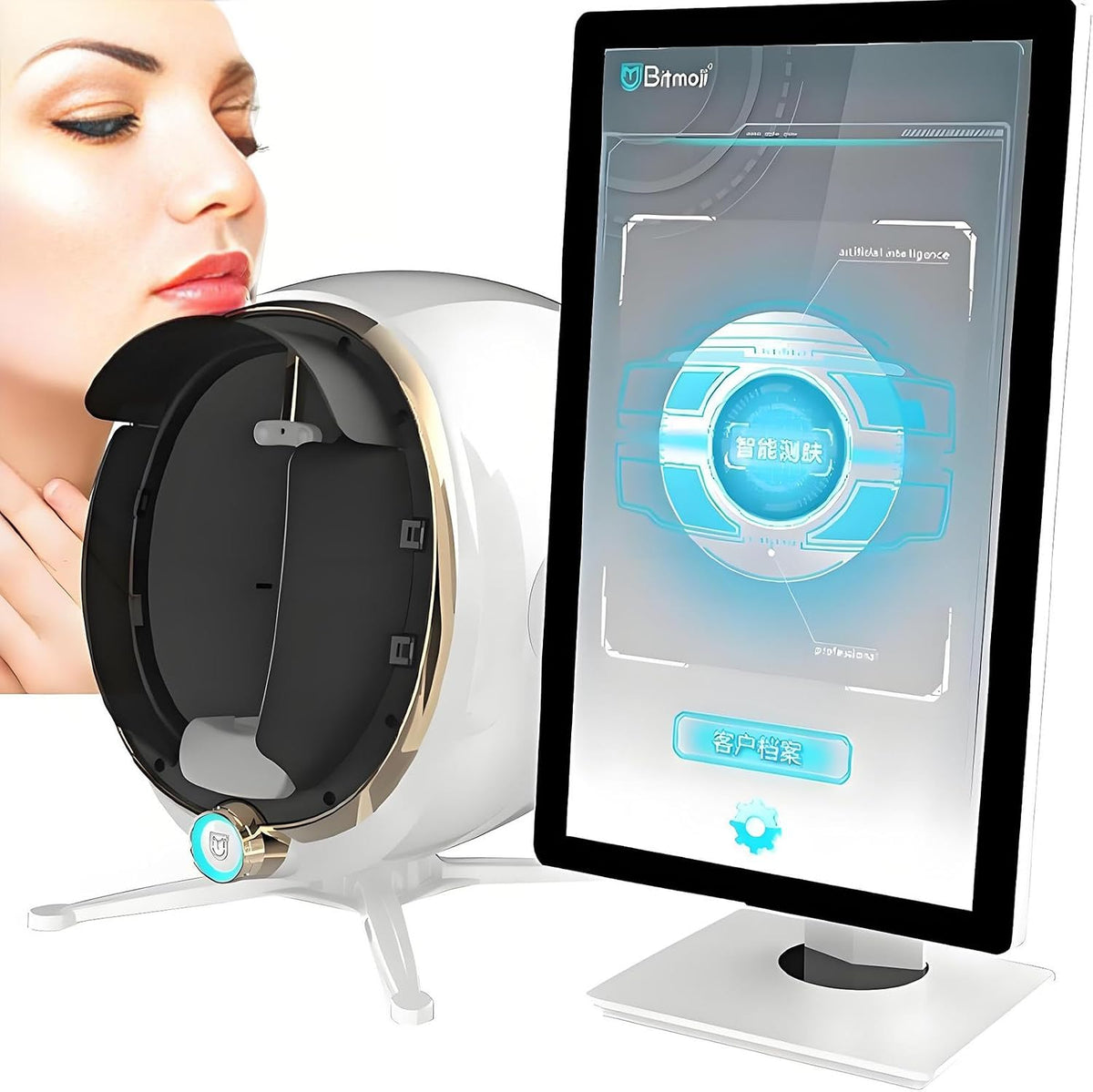 AityBuy Geräte zur Faltenreduzierung & Anti-Aging-Geräte, Schwarz, Gesichtshauttestgerät, 3D-Hautfeuchtigkeitsanalysator
