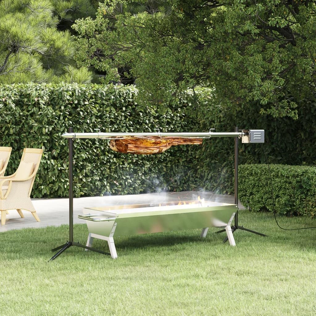 Runheo Elektrogrill, 150 x 46,5 x 82,5 cm, 40 kg, Edelstahl, Silber, Automatischer Rotisserie-Grill aus Edelstahl
