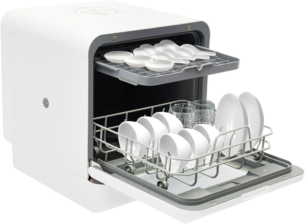 Taozhiyy Geschirrspüler, 45 cm, 6 L, Weiss, Mini Spülmaschine, Klein, Freistehend Tischgeschirrspüler, Wassertank für Küche Wohnung
