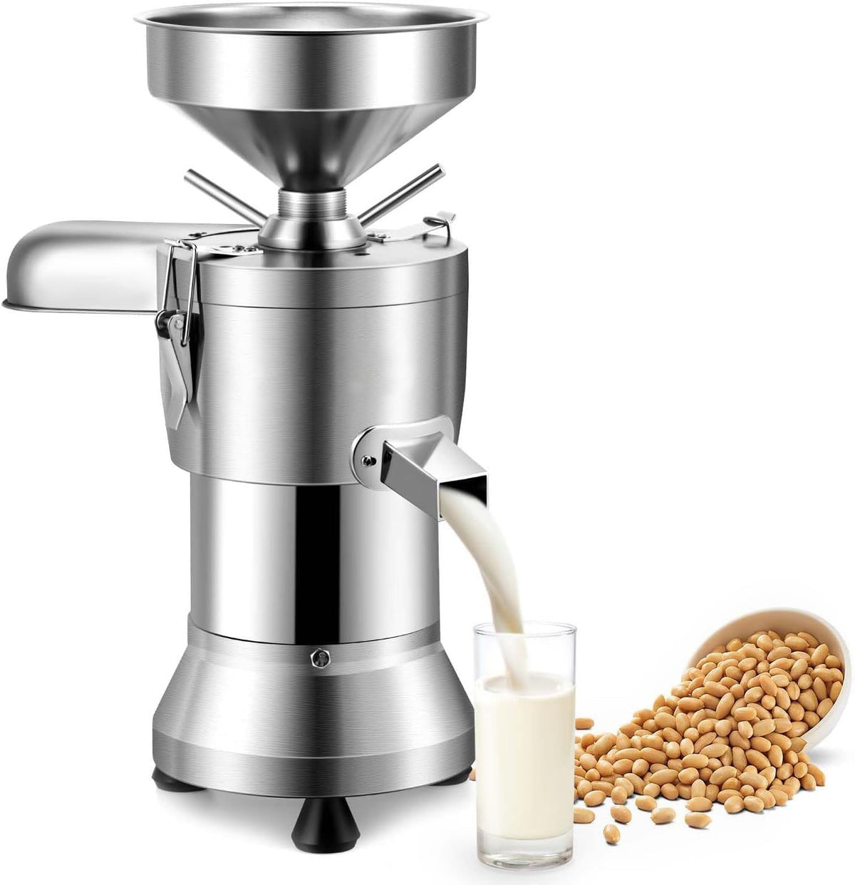GLBMXDD Standmixer, 25 kg, Silber, Gewerblicher Sojamilchbereiter mit Schlackenabscheidung, grosser Sojamilchbereiter aus Edelstahl