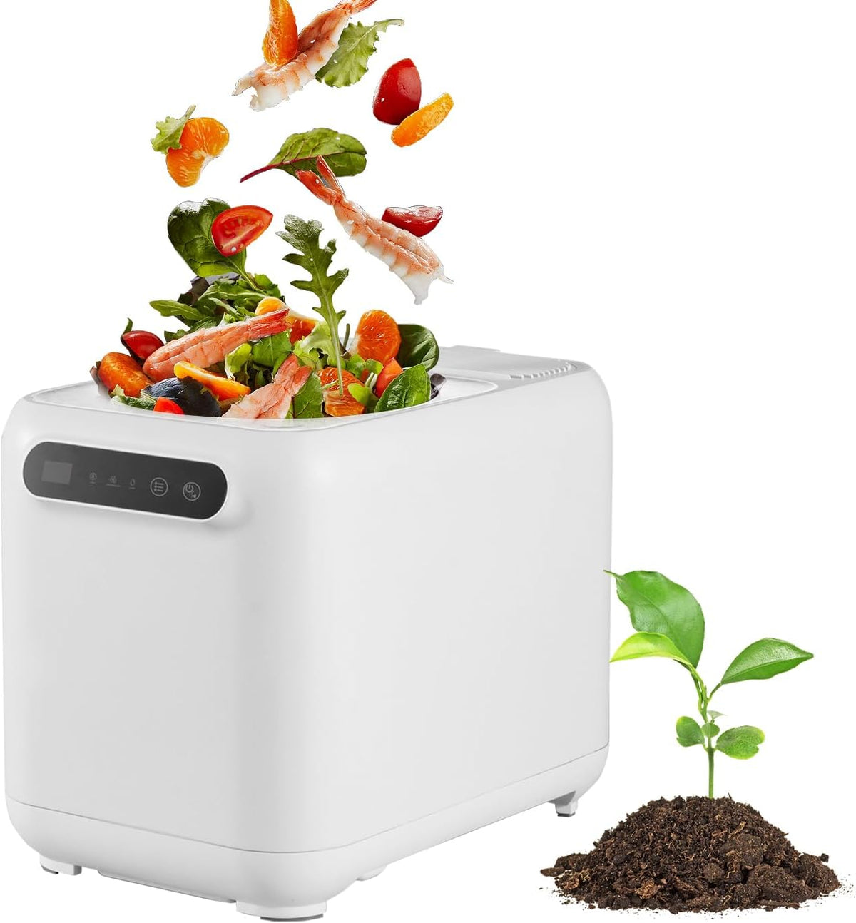 TORRONBE Komposteimer, 3 L, Schwarz, Elektrischer Komposter für Küche, Arbeitsplatte Kompost Bin mit Big Carbon Filter