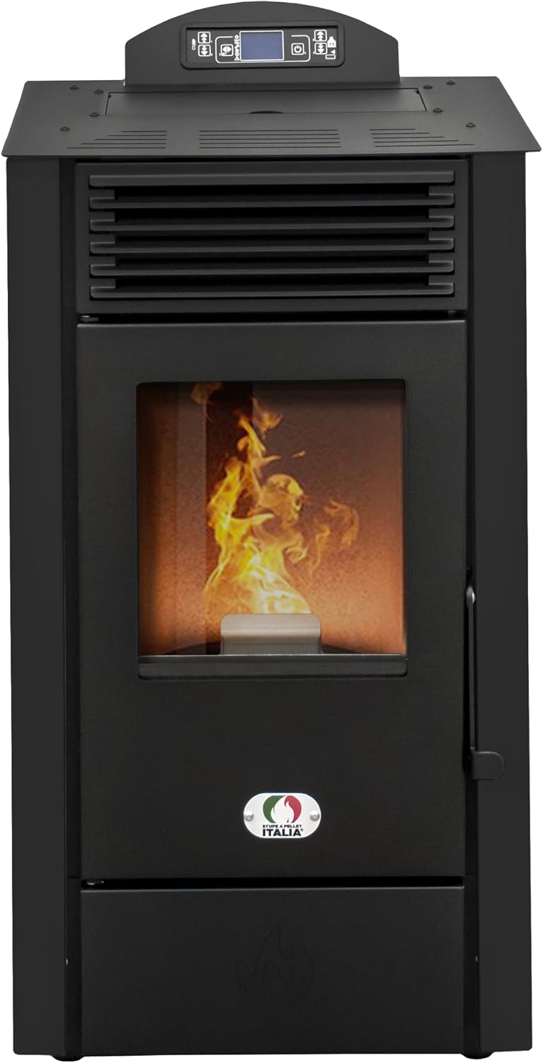 STUFE A PELLET ITALIA Öfen, 9 KW, Schwarz, California 5 Sterne WiFi