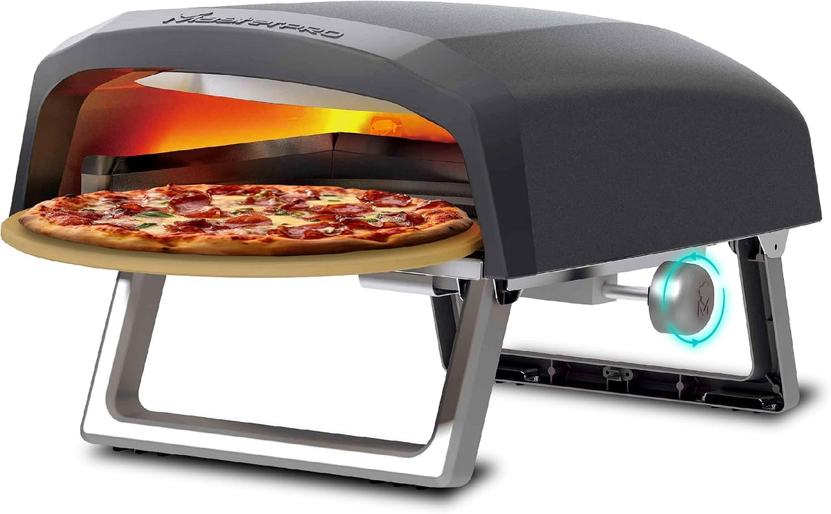 MasterPRO Pizzaofen, Grau, Napoli - Tragbarer Gas-Drehpizzaofen - Schnelles, gleichmässiges Garen - Leistung bis zu 500°C - Pizzen in 60