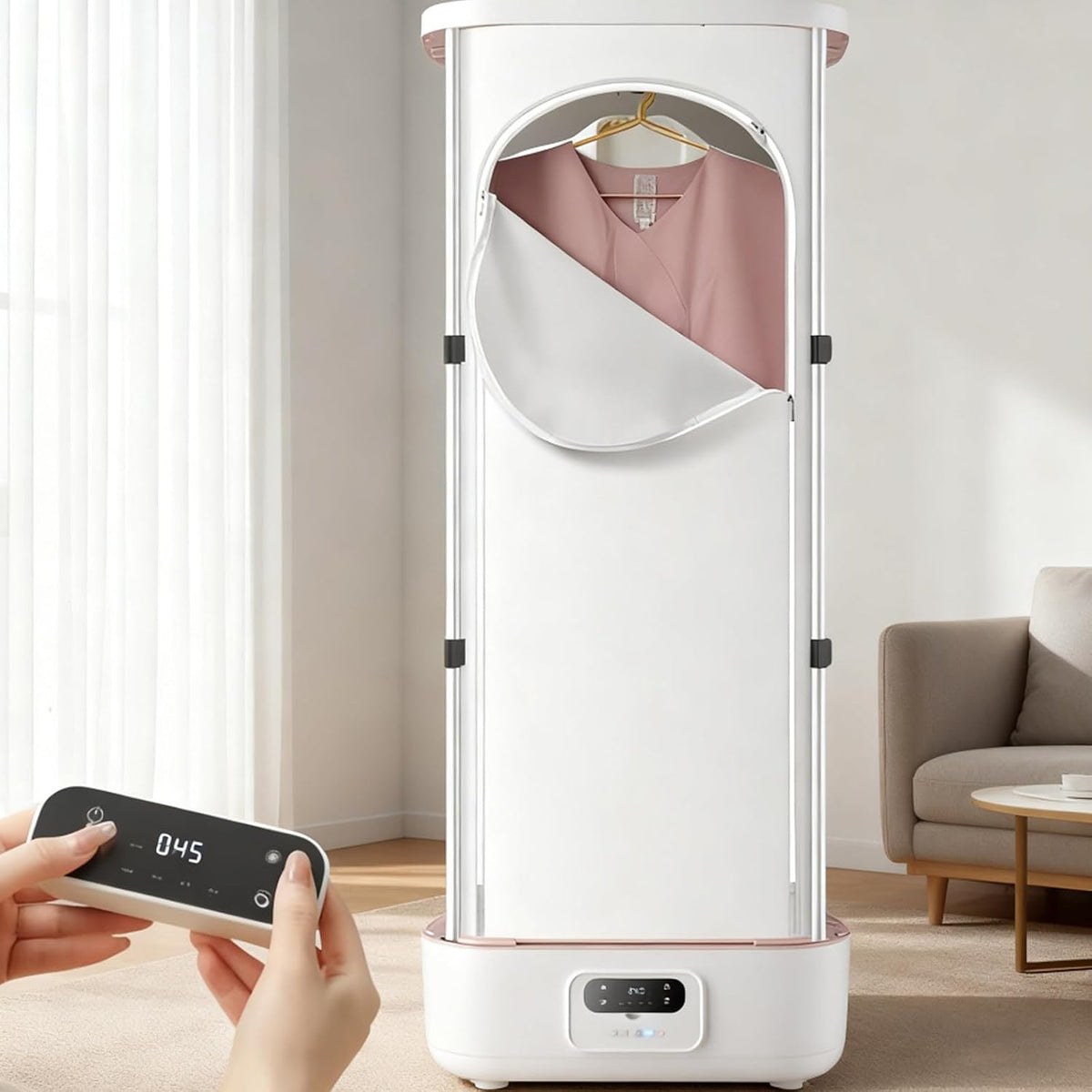 ZyKnaurral Wäschetrockner, 900 W, Weiss, Portable Clothes Dryer, Automatische Bügel- Und Faltmaschine, Hemdenbügler mit Dampffunktion