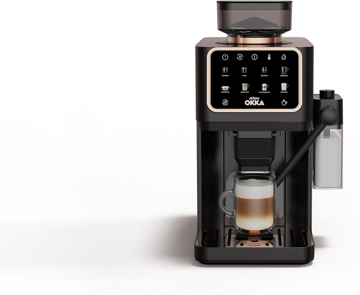 Arzum Okka Kaffeevollautomat, Schwarz/Silber, Barista Pro, Automatische Espressomaschine Mit 2x15 Bar, Retina-Display