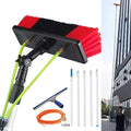12 Bürsten für Fensterfugen, 30 cm, 12 m, Schwarz, m ausziehbare Fensterreinigungsstange und Dachschaber, Solarpanel-Reinigungsgerät mit Bürste