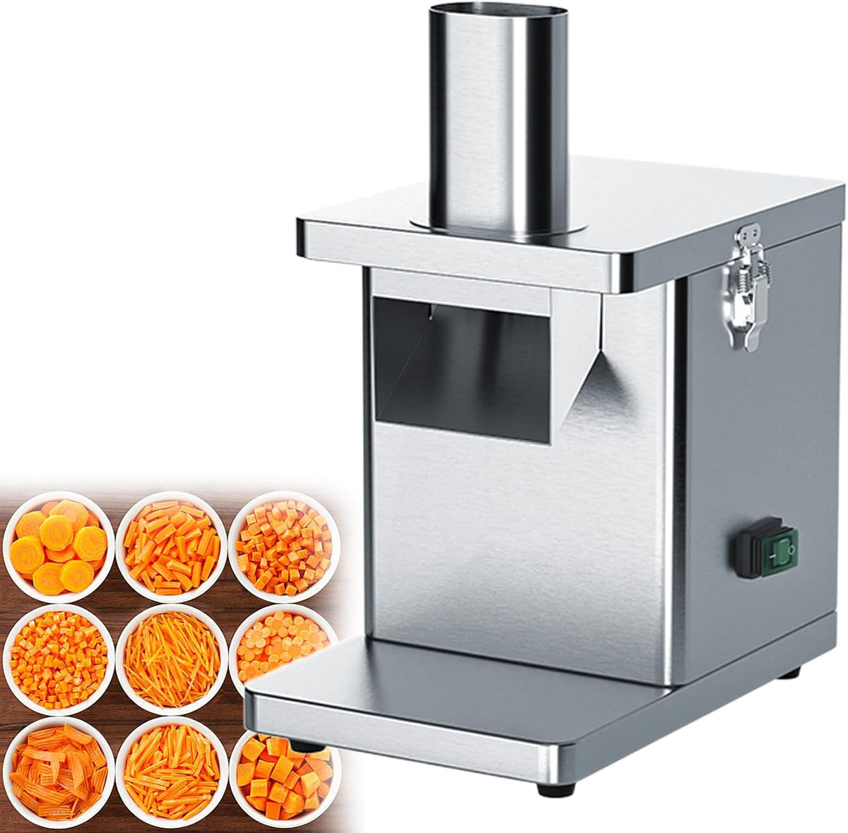 GESAIDES Universalzerkleinerer, 250 W, Grau, 3-in-1-Gemüseschneider, Elektrischer Würfelschneider, Automatische Küchenmaschine