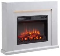 BALDERIA Elektrokamin, Schwarz, Apollon, Elektrischer Standkamin, Betongrau