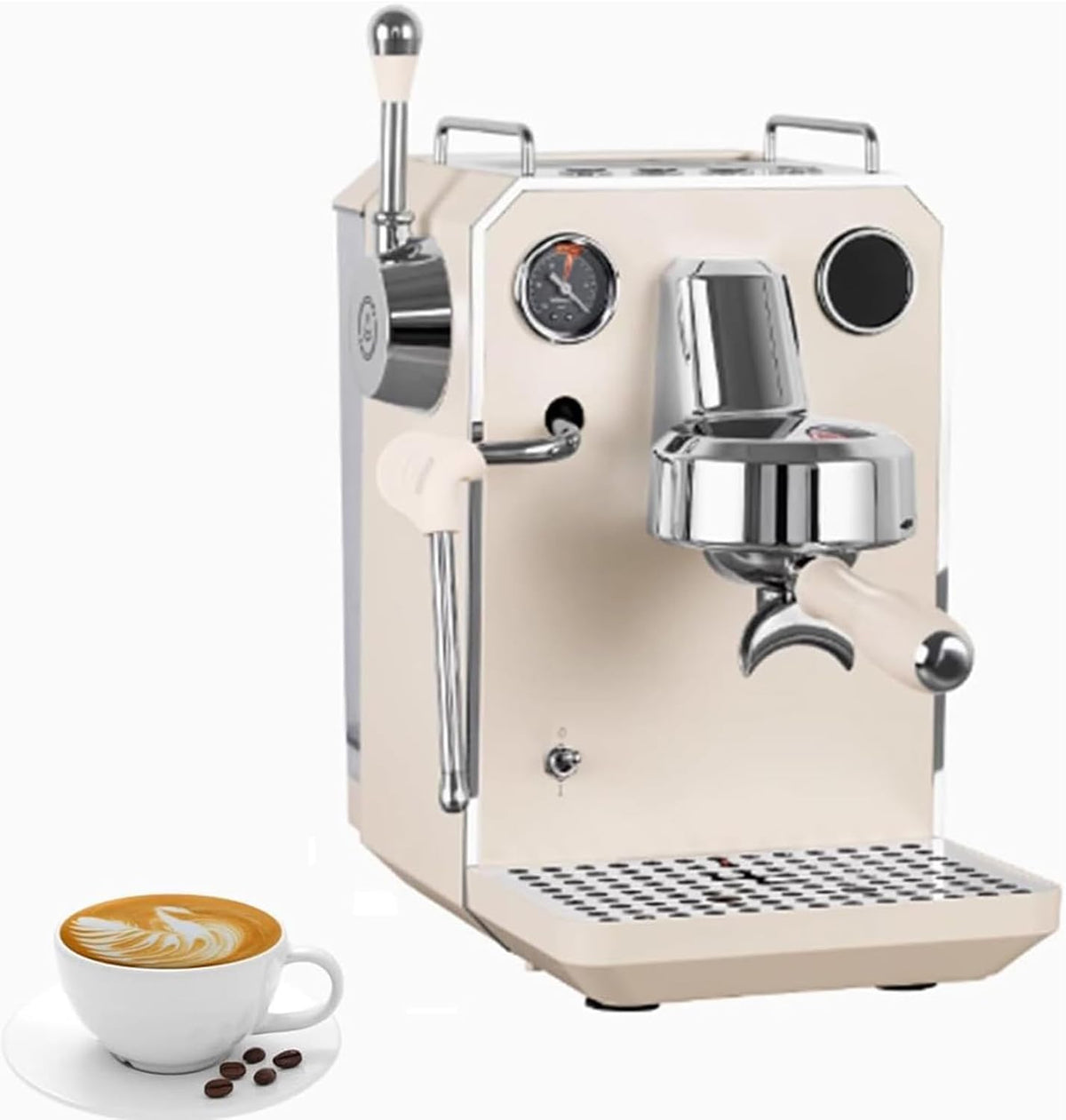 Hlixzoy Milchaufschäumer, 1,7 l, 1700 W, Edelstahl, Schwarz/Silber, Halbautomatische Kaffeemaschine, Gewerblicher Dampfmilchaufschäumer