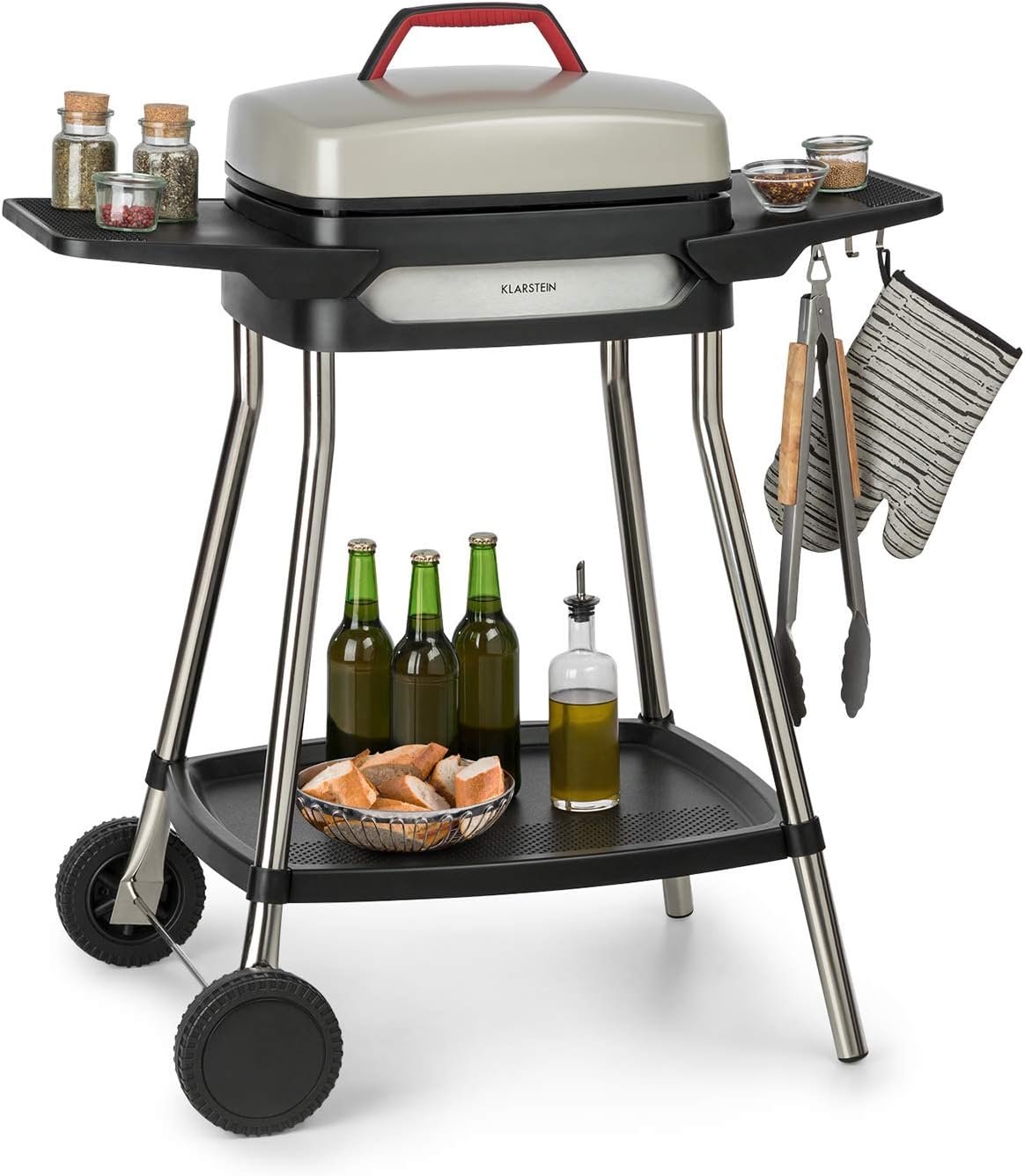 Klarstein Elektrogrill, 40 x 36 cm, 2000 W, Beige/Schwarz, Gatsby Standgrill Tischgrill, Leistung:, EasyGrill Concept