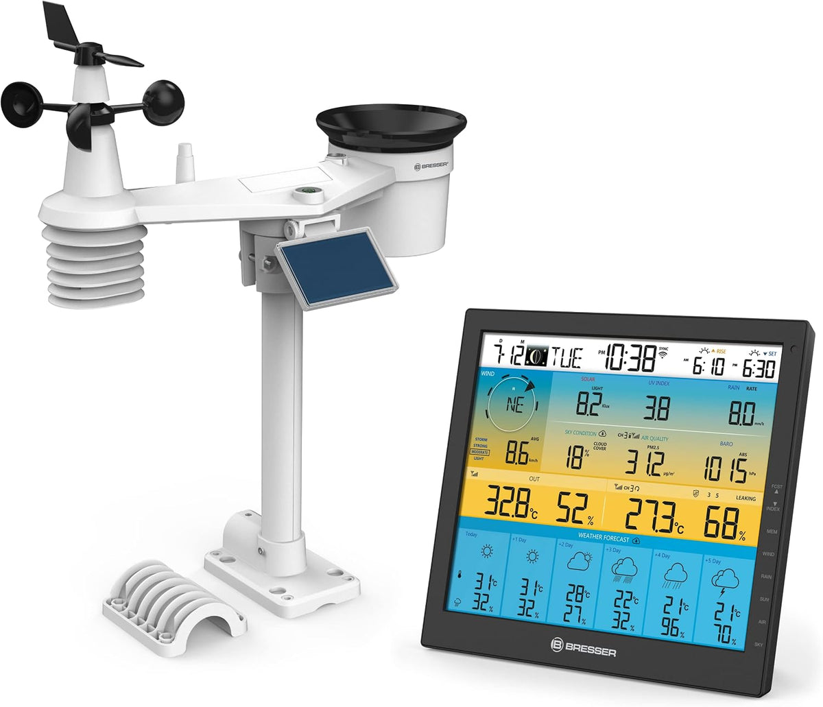 Bresser Wetterstationen, Braun, Wetterstation Funk Mit AuÃŸensensor 7-in-1 Solar WLAN 4CAST
