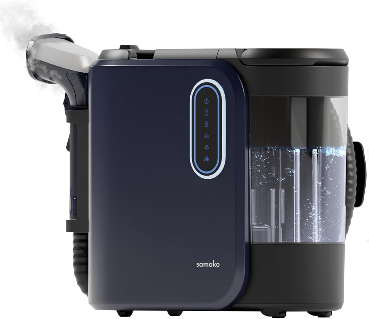 Samako Waschsauger, Schwarz, PowerClean Pro & Polsterreiniger mit Dampf, Doppeltank