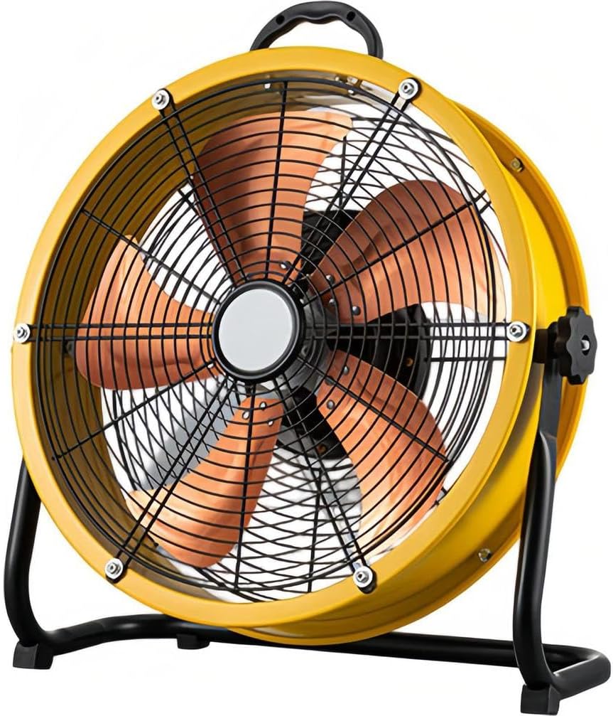 Standventilatoren, Aluminiumlegierung., Weiss, 3-Gang-Industrie-Trommelventilator, leistungsstarker Metall-Luftzirkulator mit leisem Motor