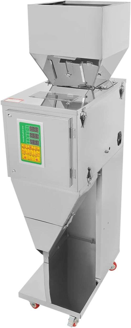 awolsrgiop Einkochautomaten, 200 W, Edelstahl 201 (poliert), Silber, Automatische Abfüllmaschine 10-999 g, Edelstahl Verpackungsmaschine mit Fusspedal