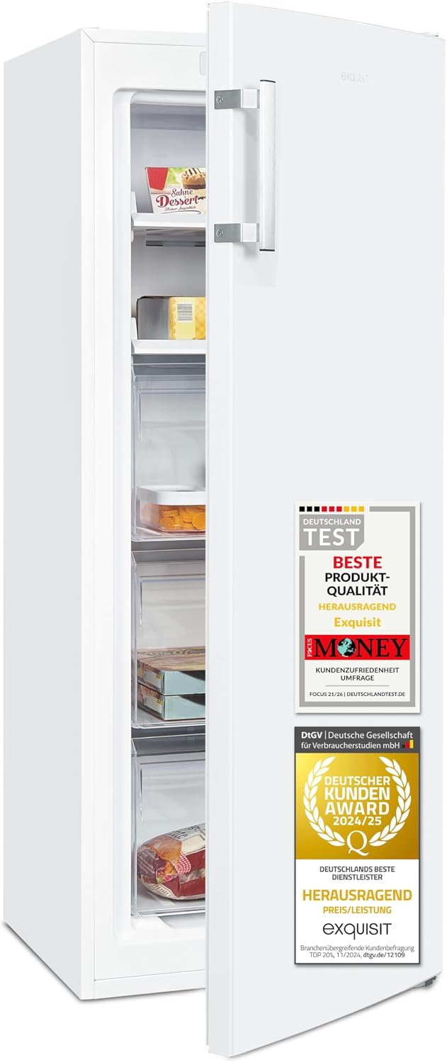 Exquisit Gefrierschrank, 161 l, Weiss, GS5231-NF-H-040C - - NoFrost - Weiss