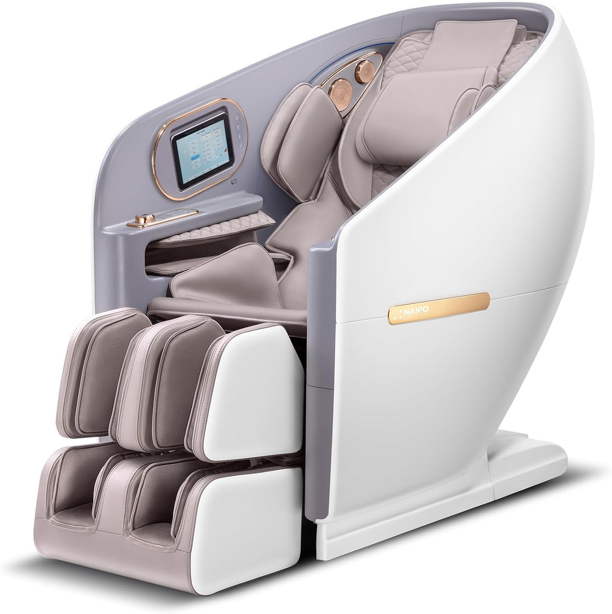 Aspria Tablet, Weiss, 4D Massagesessel, S80 High-end Massagestuhl, 8-inch, Aromatherapie, Musik, Stimmenführung